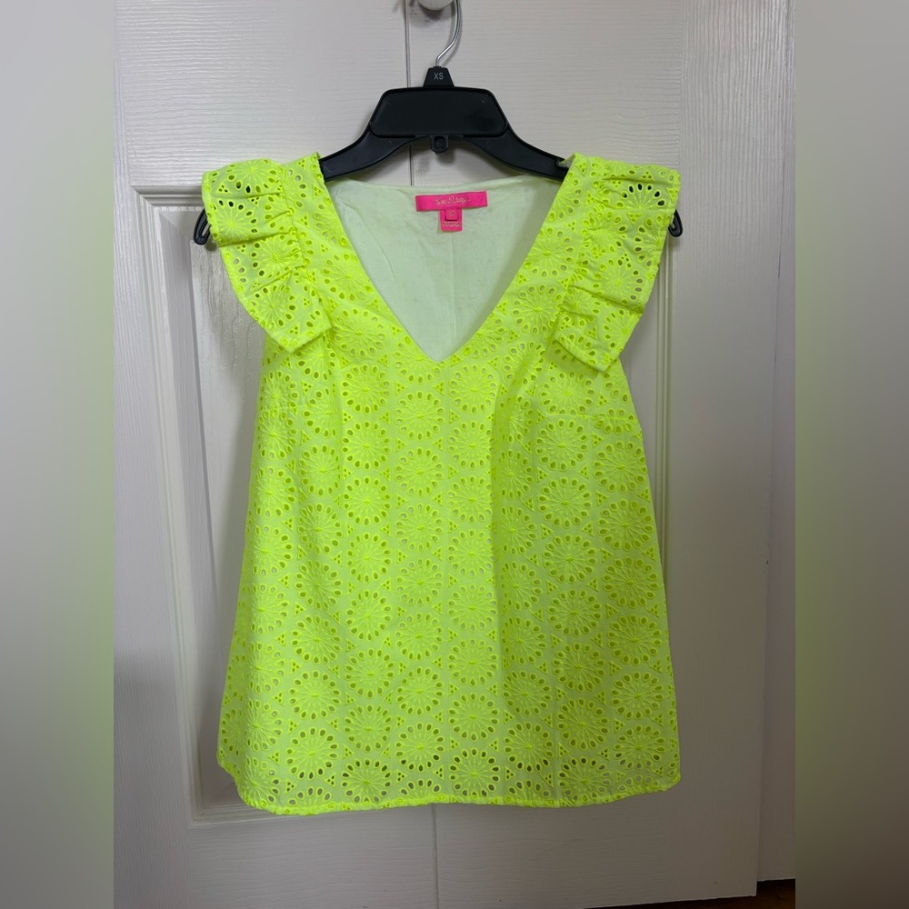Lilly Pulitzer neon eyelet top XS